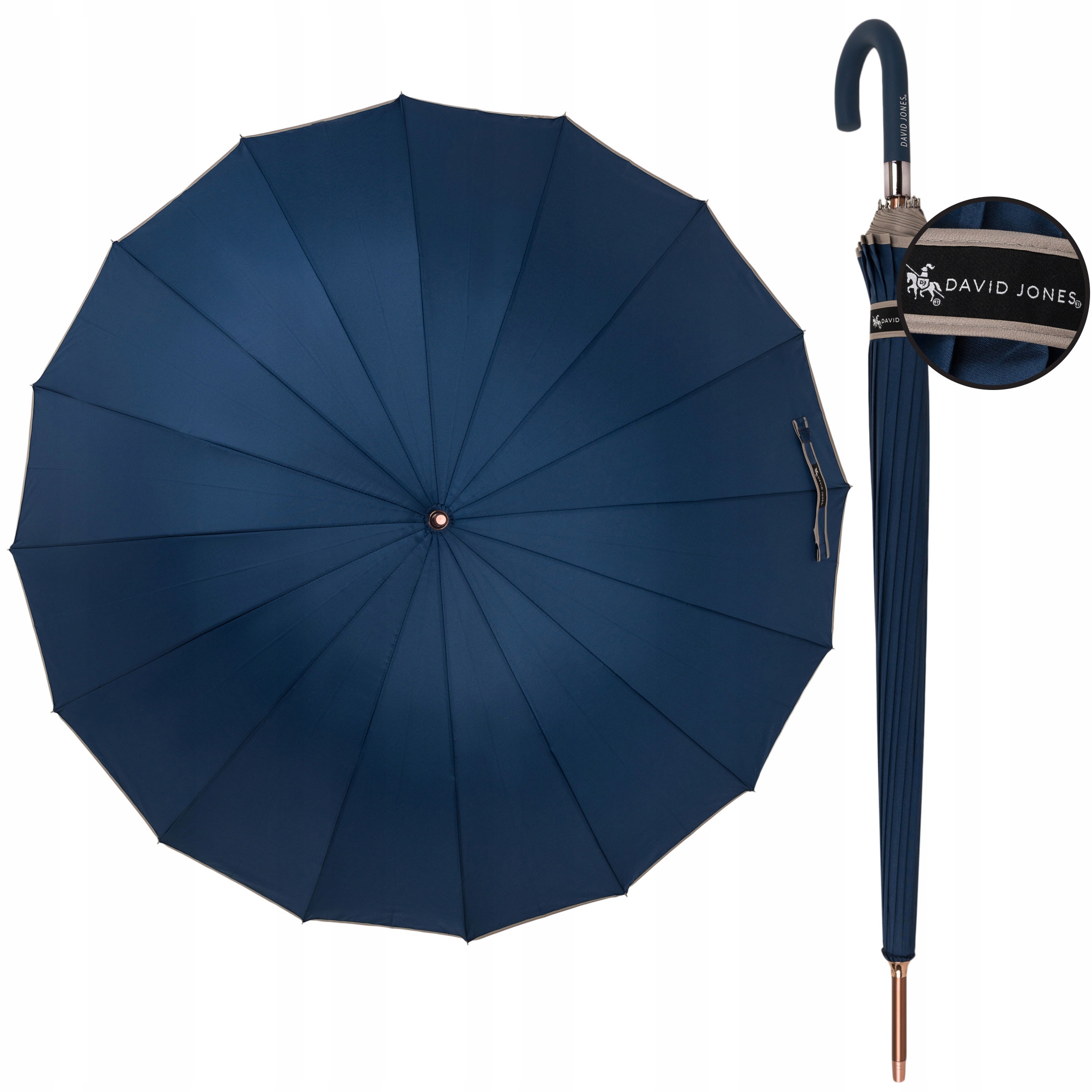 Dáždniky - Automatický dáždnik, Long, XL David Jones Navy Blue