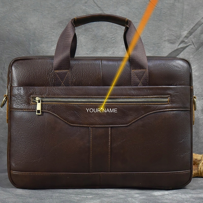 Brown1-laser Luufan Leather Pánsky priečinok Fit 15 "