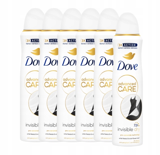 Dove Advanced Care Invisible Dry antiperspirant sprej 6 x 150 ml