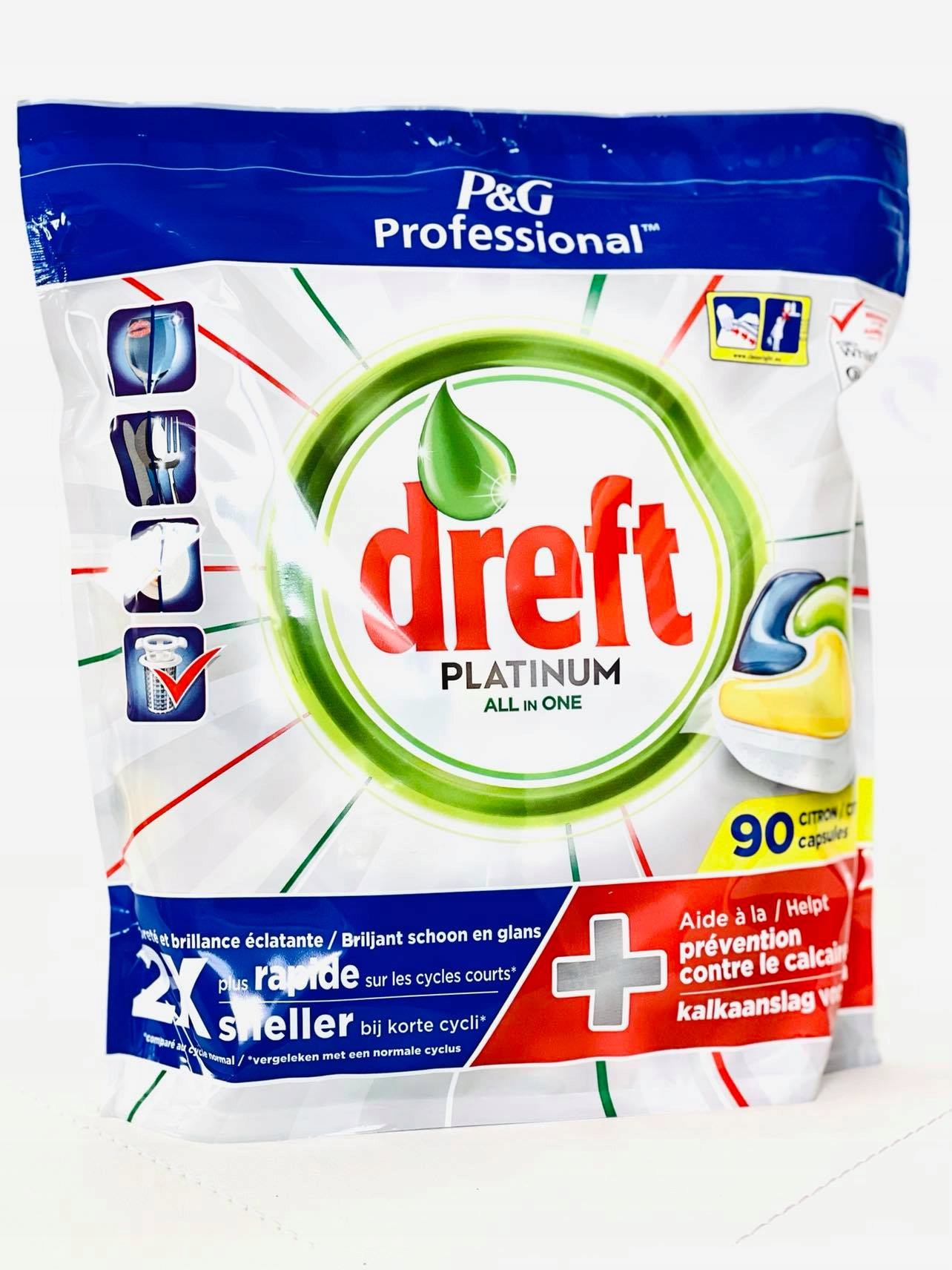 Dreft Platinum všetko v jednom citrónovom riadu 90ks