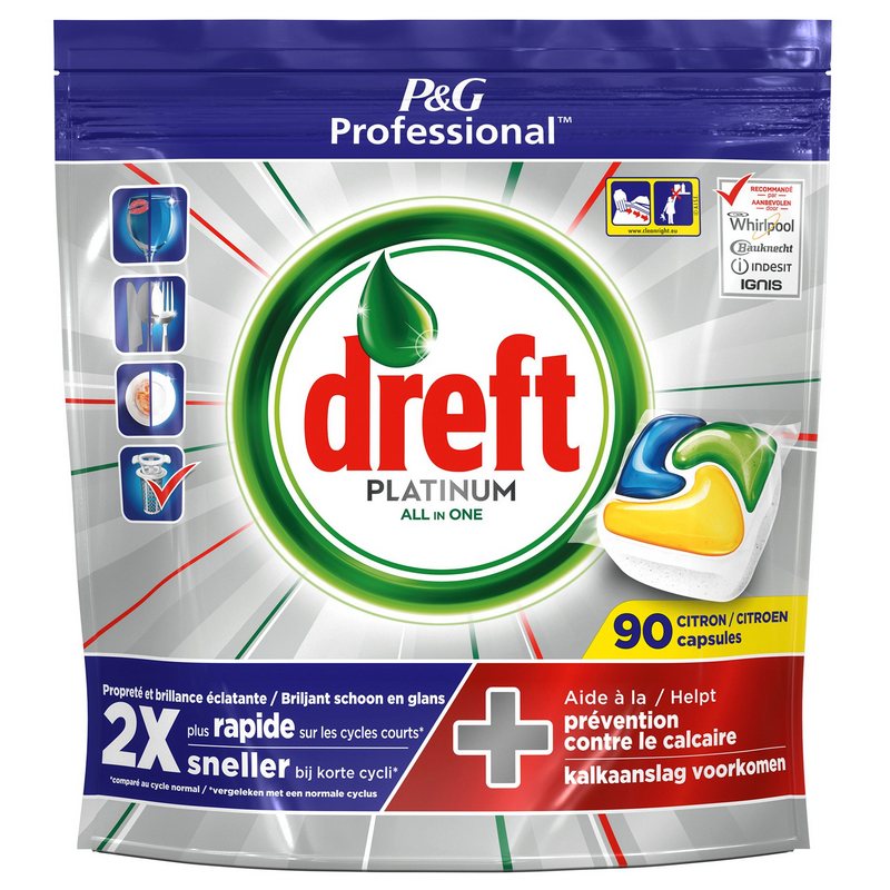 Dreft Platinum Citrónové kapsuly pre umývačku riadu 90SZT