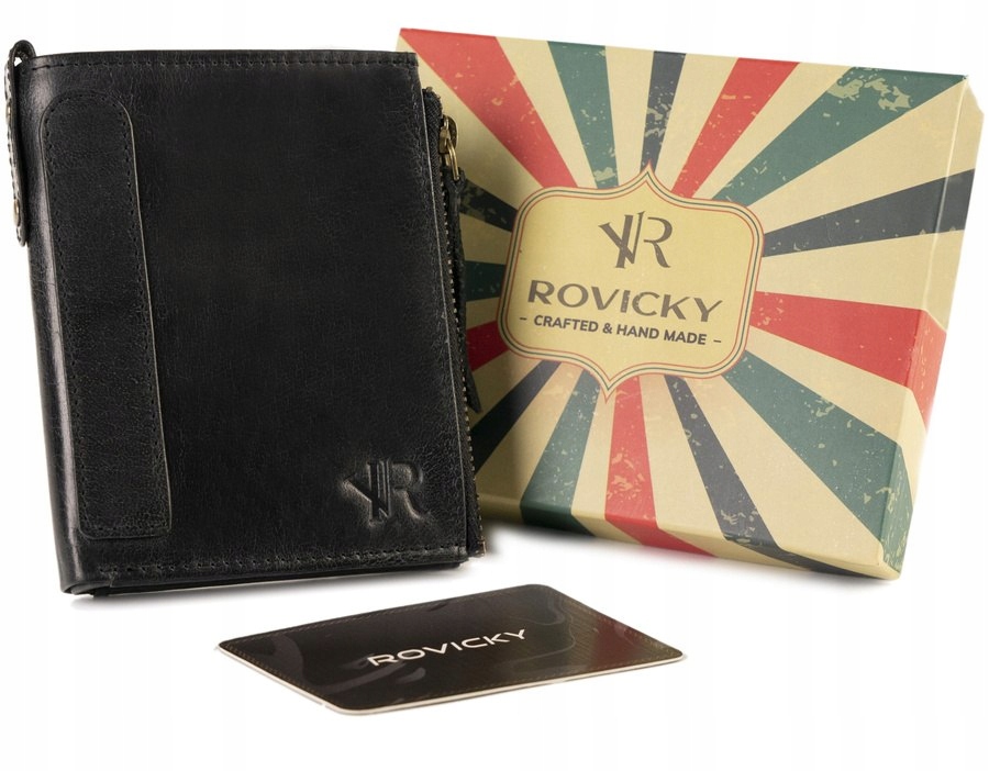 Peňaženka - Rovicky Portfólio Prírodná koža Čierna N1226-RHP-5432 Produkt čiernych mužov