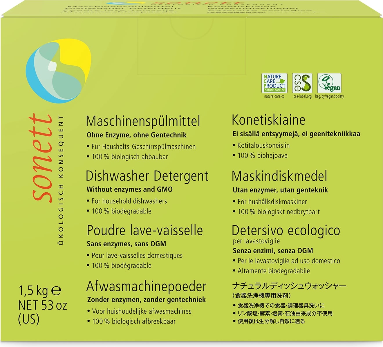 Eco prací prostriedok na umývačky riadu 1,5 kg Sonett