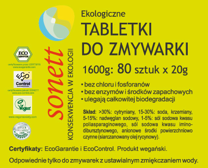 ECO tablety pre umývačku riadu Sonett 80 ks. 1.6kg