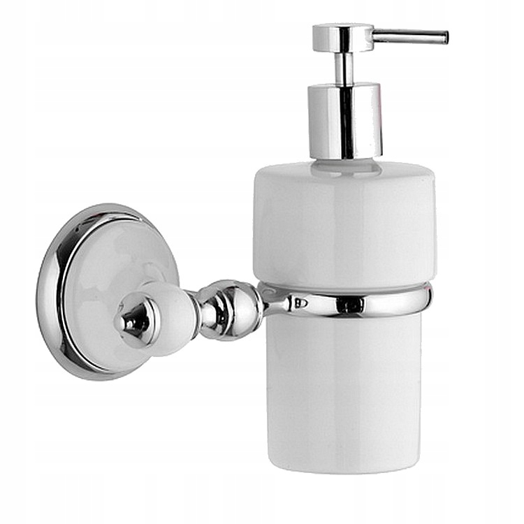 EPOCA SOAP DESPENSER, Chrome, biely porcelán. Retro