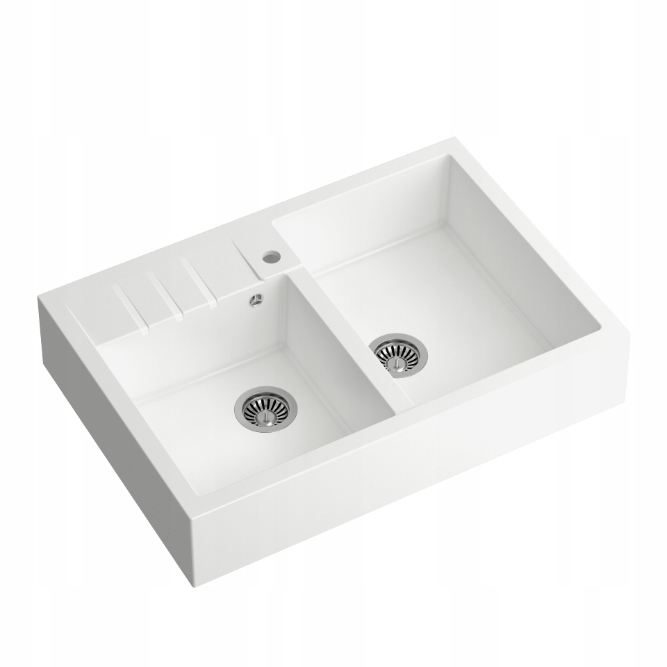 Kuchynská batéria - Evan 136 XL Graniteq Snehulienka/oceľová prvky