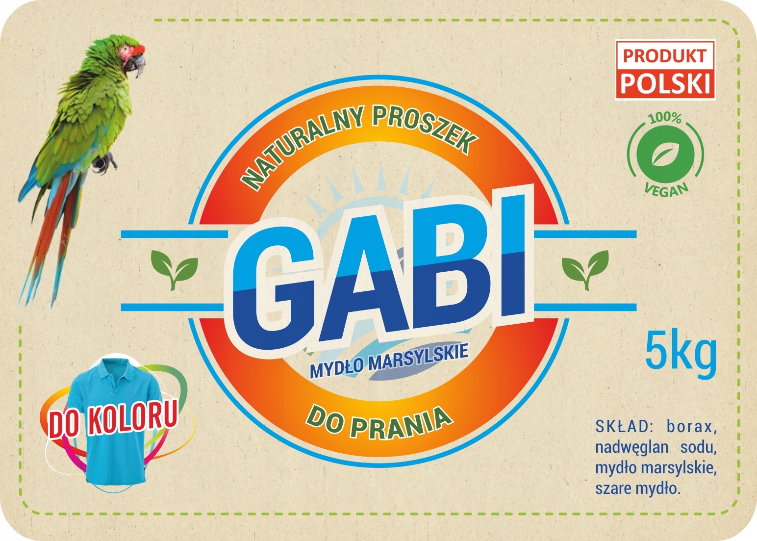 Prací  prášok - ECO pranie Prášok GABI 5KG COLOR-vak