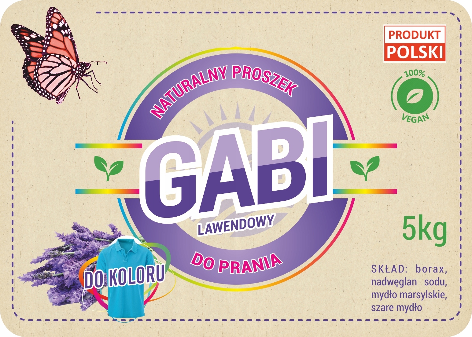 Prací  prášok - ECO Práca Prášok GABI LAVENDER 5KG COLOR-vak