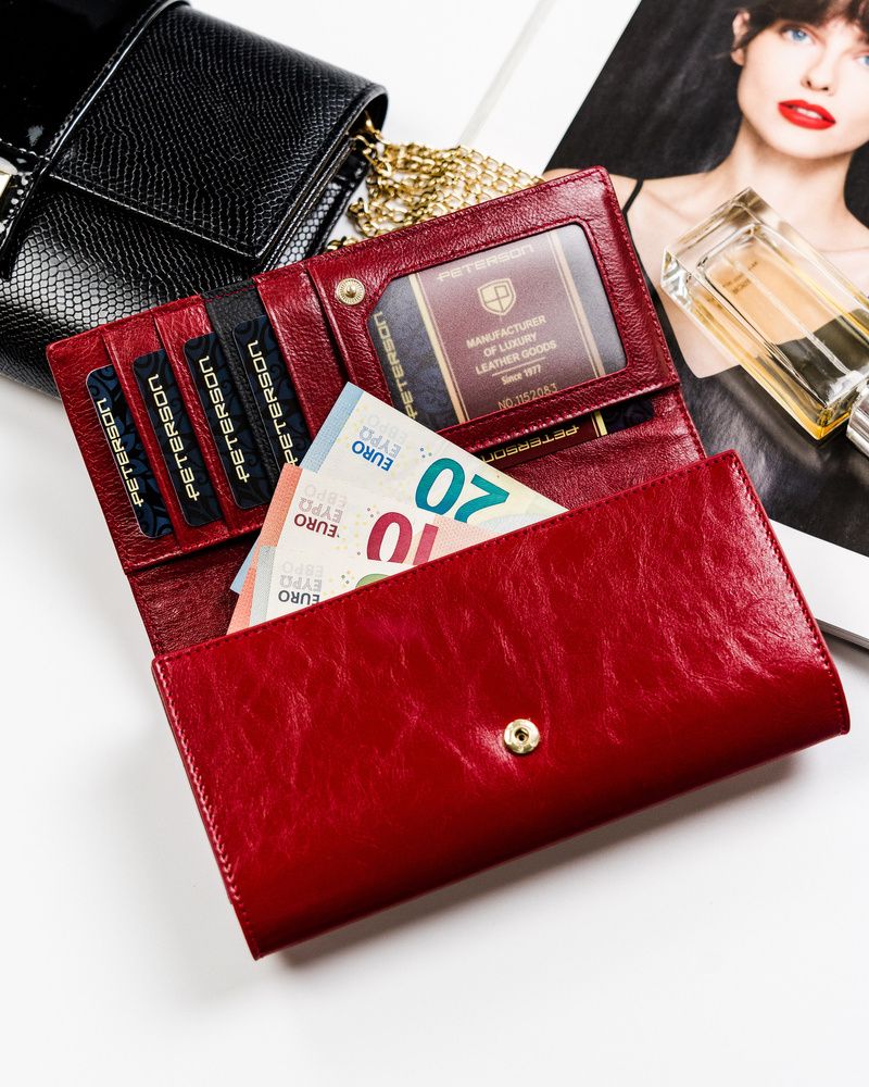 Peňaženka - Peterson Wallet Natural Leather Black, Red PTN PL-490-1797 Red/-Women's Product