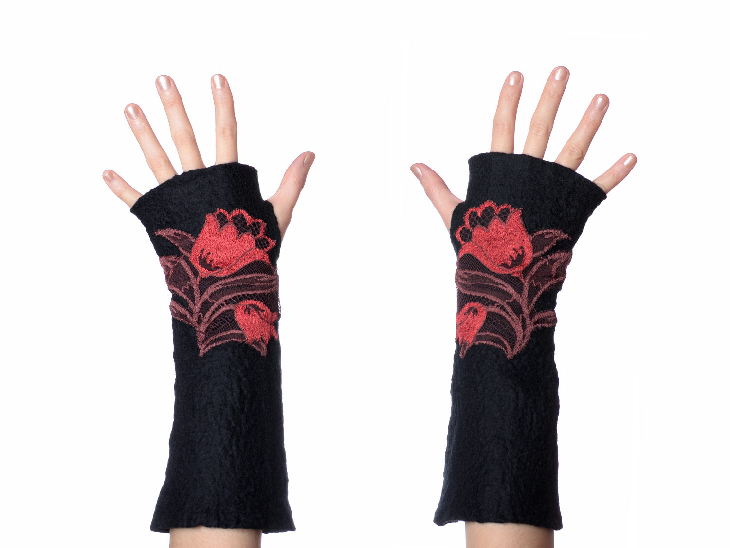 Rukavice - Mittenki Rukavice dámsky produkt Blancraft Black Wool, Red. Universal