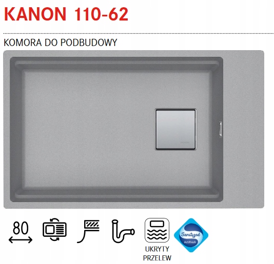Kuchynská batéria - FRANKE DREZ GRANIT CANON 110-62 KAMEŇ ŠEDÝ