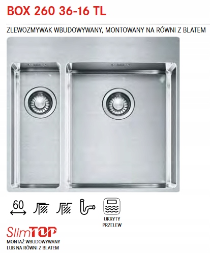 Kuchynská batéria - Franke Steel Sink Box 260 36-16 TL