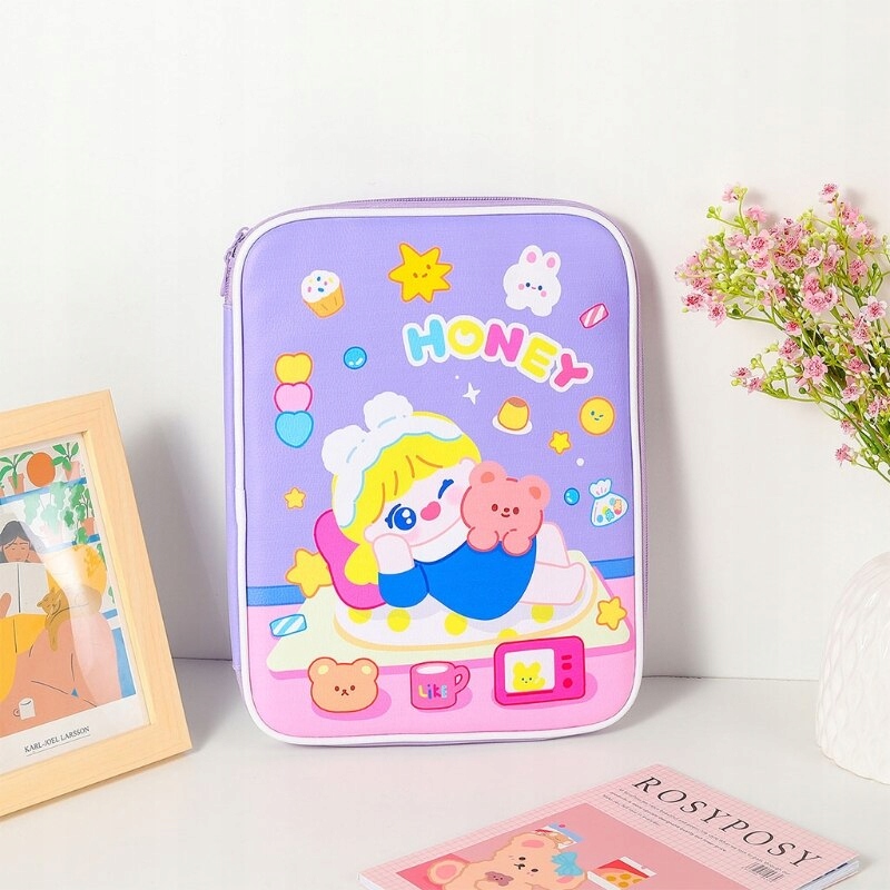 Fialová kórejská štýl karikatúra laptop faux koža