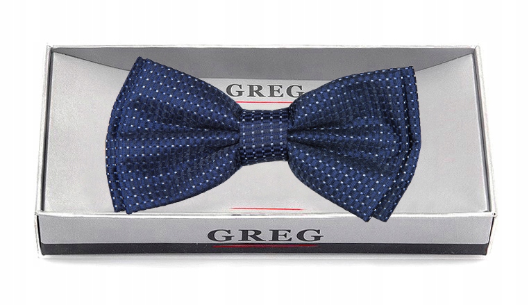 Greg Bow Tie Classic White, Navy Blue, modrá