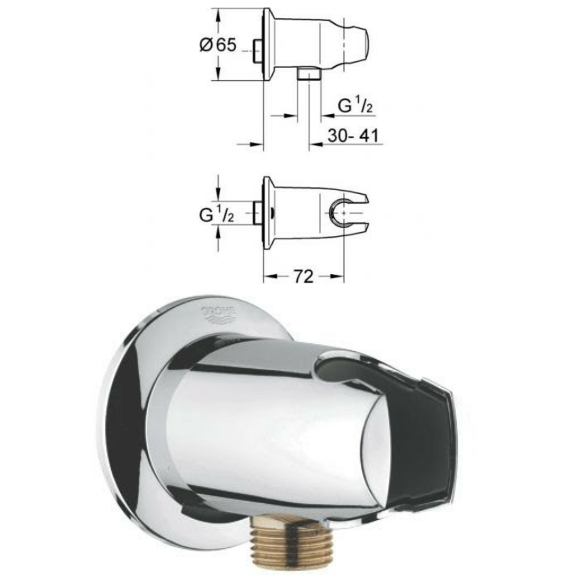 Grohe Movario 28406000 stena lakť s rukoväťou.