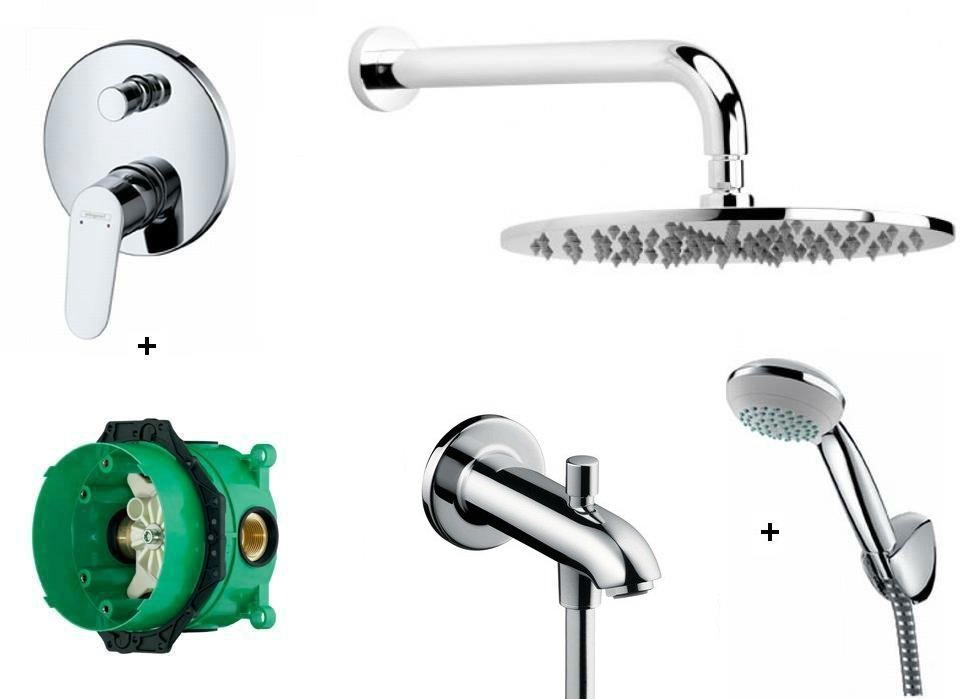 Hansgrohe Flush -Mounted Vanted+dažďová sprcha