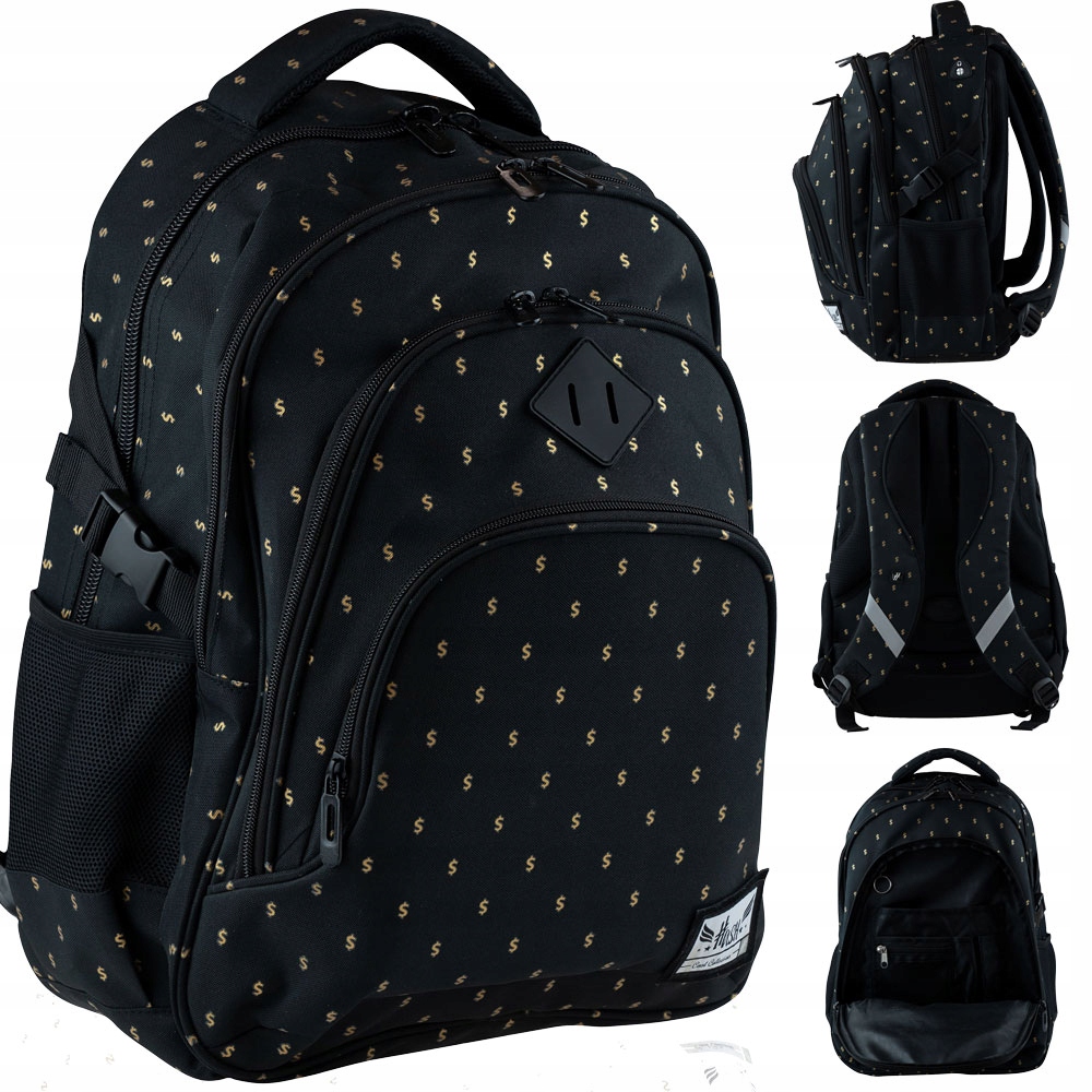 Multi -Chamber School Backpack Black Hash