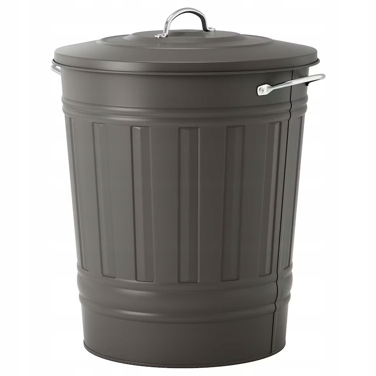 Kovový kôš ikea knodd so sivým vekom 40 l