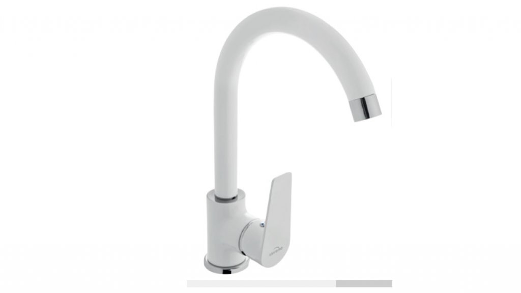 Kuchynská batéria - Inva Dokos White Battery Biała/Chrome Sink