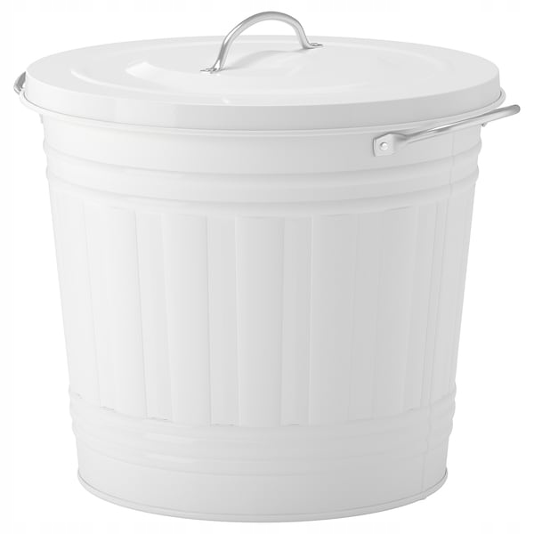 Kovový kôš Ikea knodd s vekom, biely 16 l