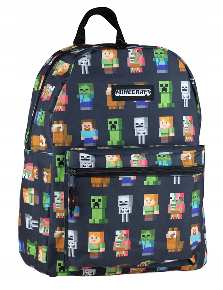 Single -Chamber School Backpack Minecraft Astra čierny, odtiene šedej a striebornej, odtiene zelenej, viacstoliteľnej 16 l