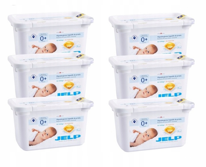 Pracie kapsuly a tablety - JELP 0+ kapsuly na umývanie bielych farieb 6x11pcs