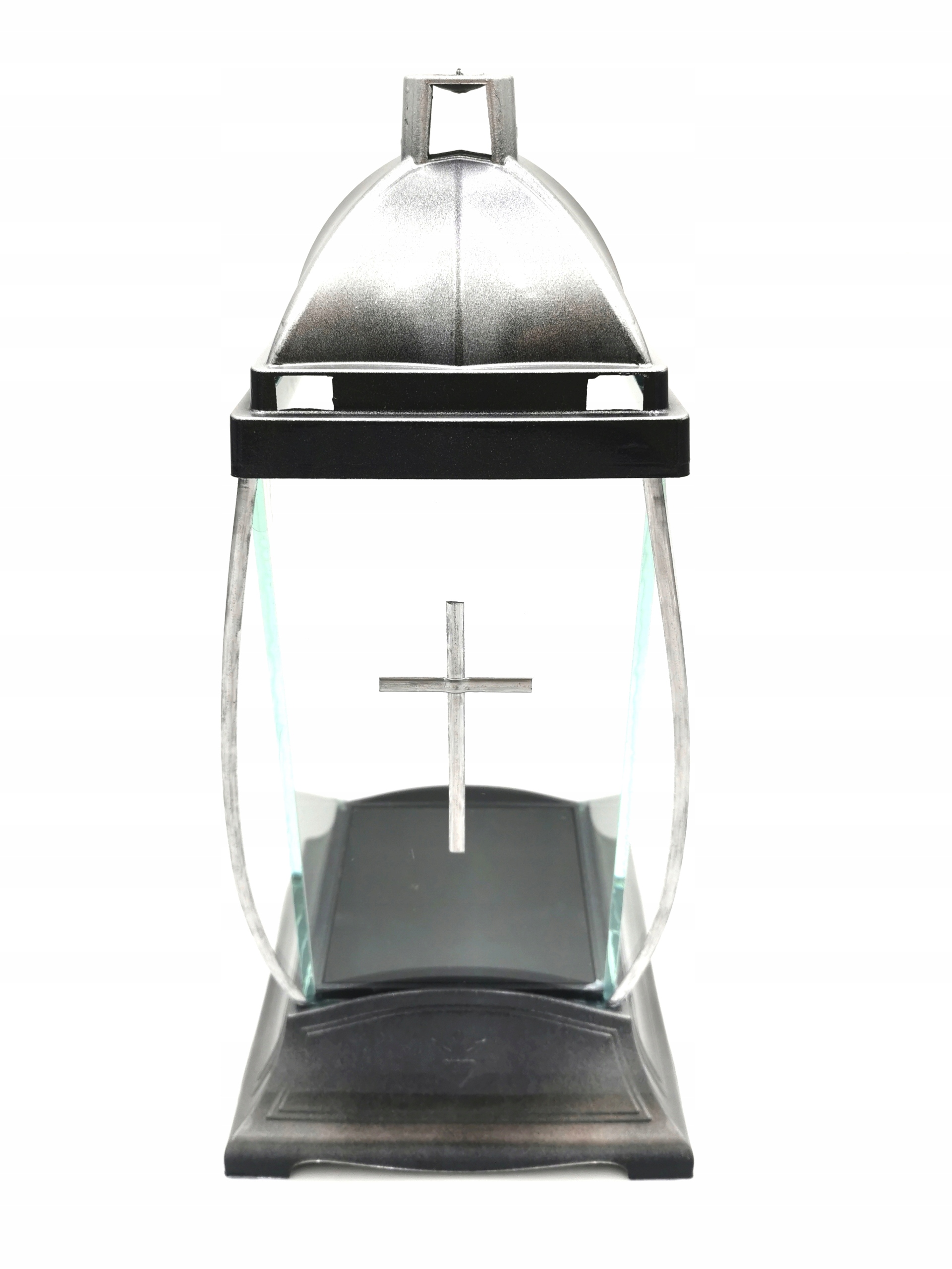 Svietnik, lampáš - STRIEBORNÁ SKLENENÁ LAMPIÓNA KAPLNKA KRÍŽ 32 CM