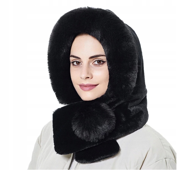 Kapucňa elegantná zimná teplá čiapka s pompom