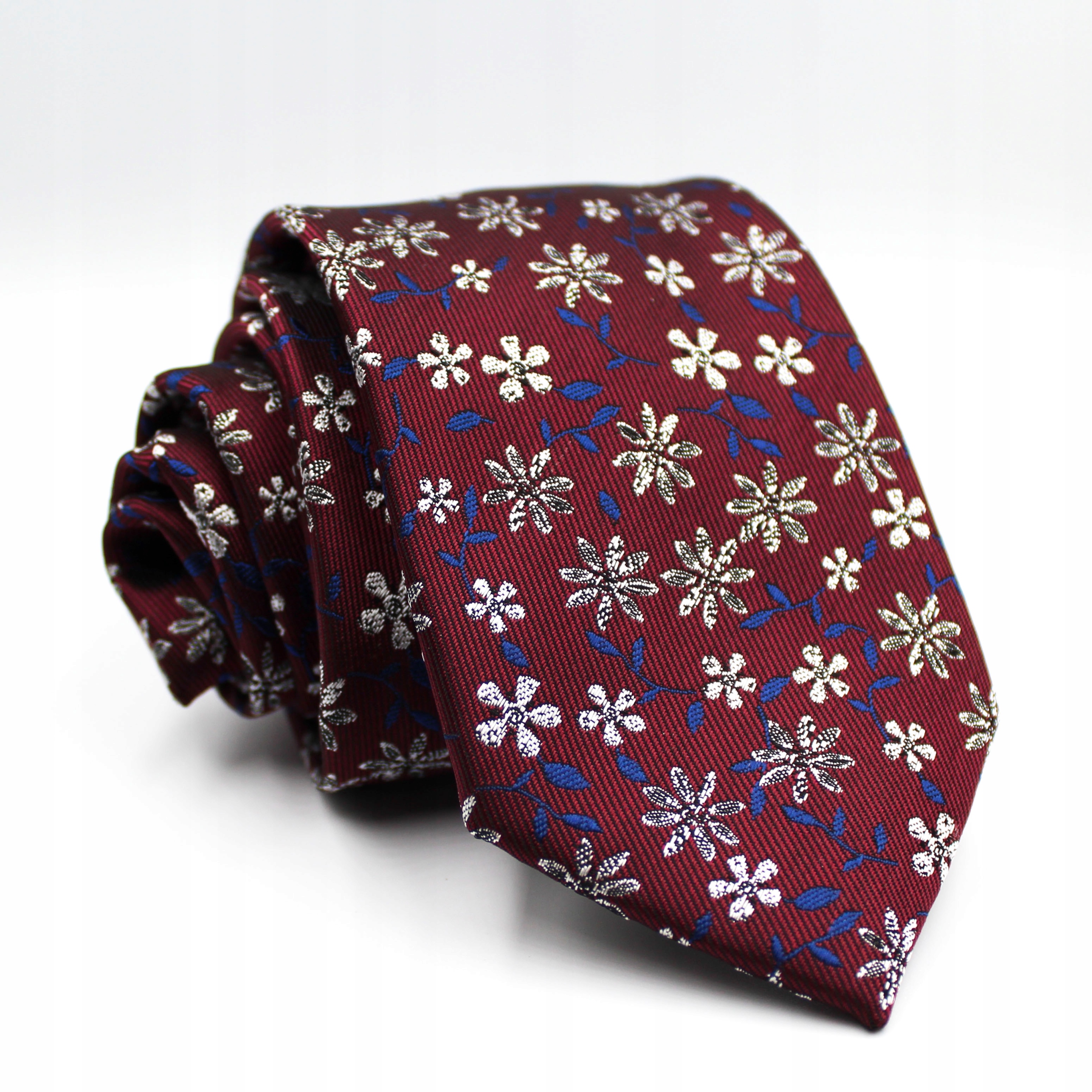 Jacquard kravata, elegantný burgundský vzor s kvetmi