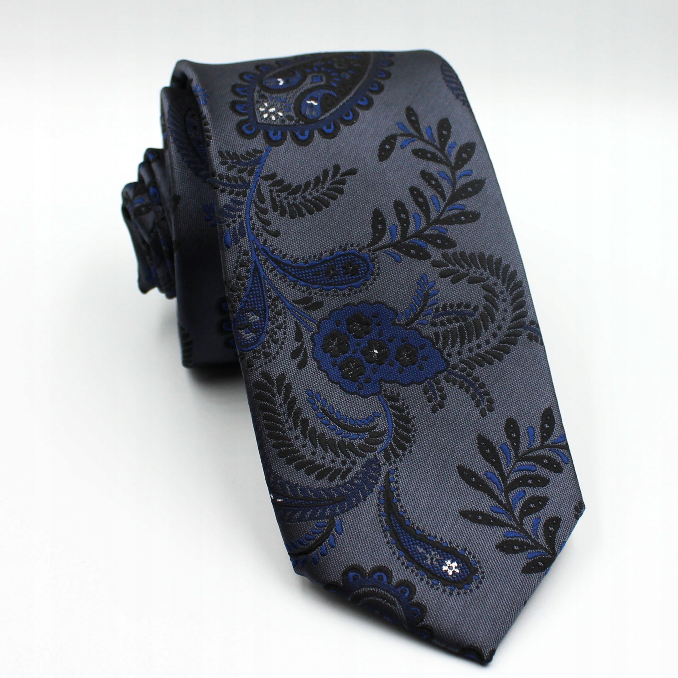Elegantná kravata Jacquard so vzorom šedá námornícka modrá