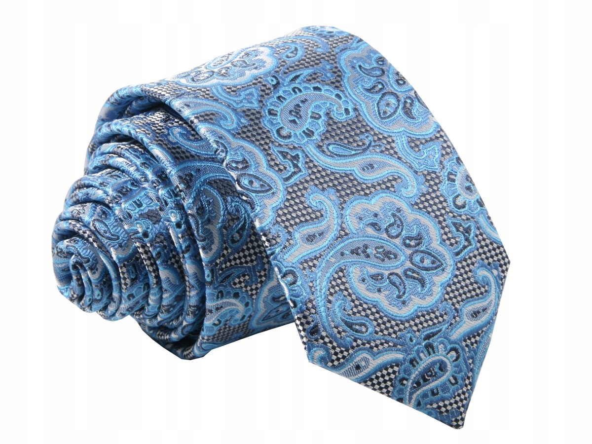 Jacquard TIE- šedá modrá vzor [2299]