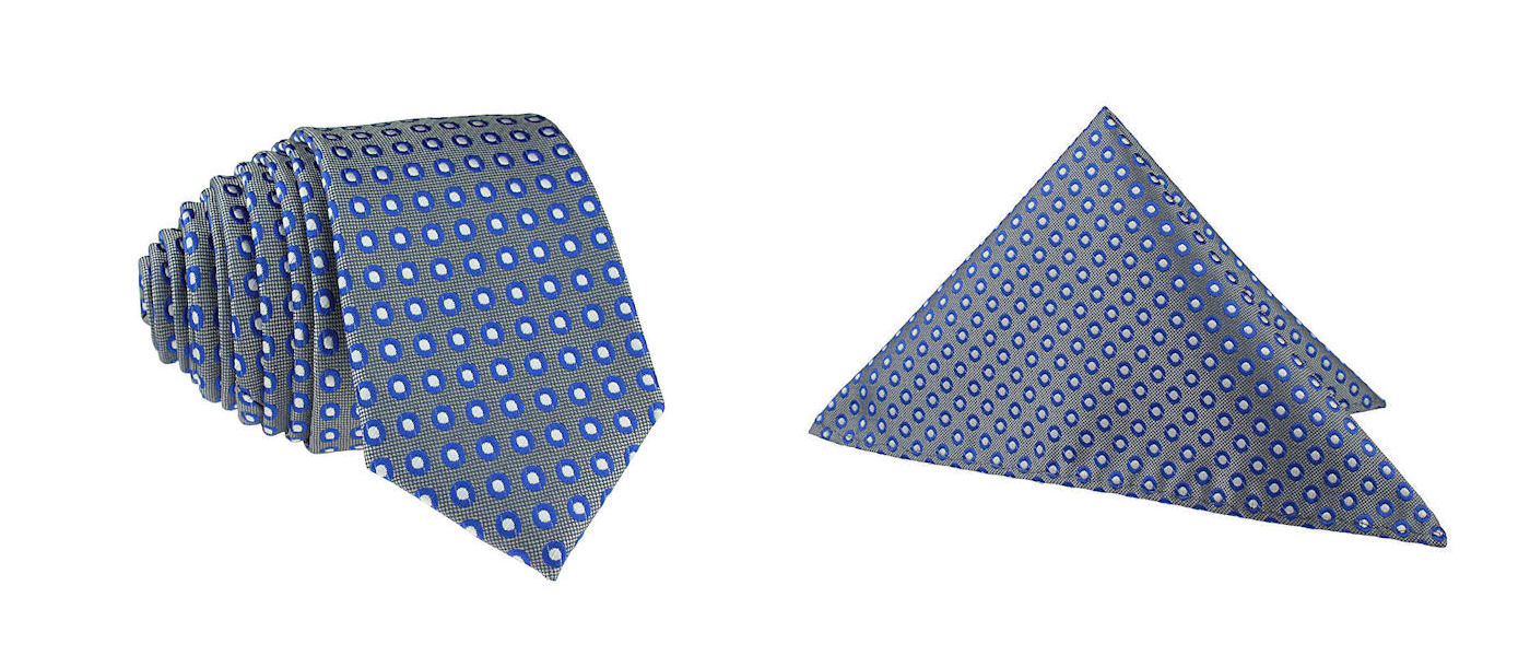 Úzka kravata Tissino Polyester Biela, modrá, šedá