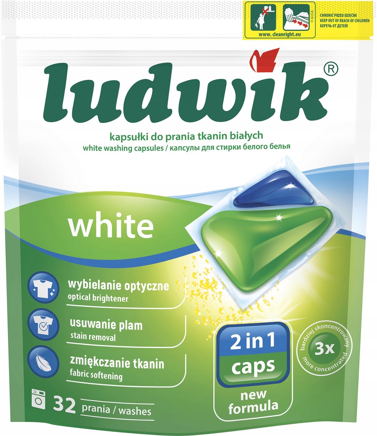 Pracie kapsuly a tablety - Umývanie kapsúl Ludwik White 2in1 64ks.