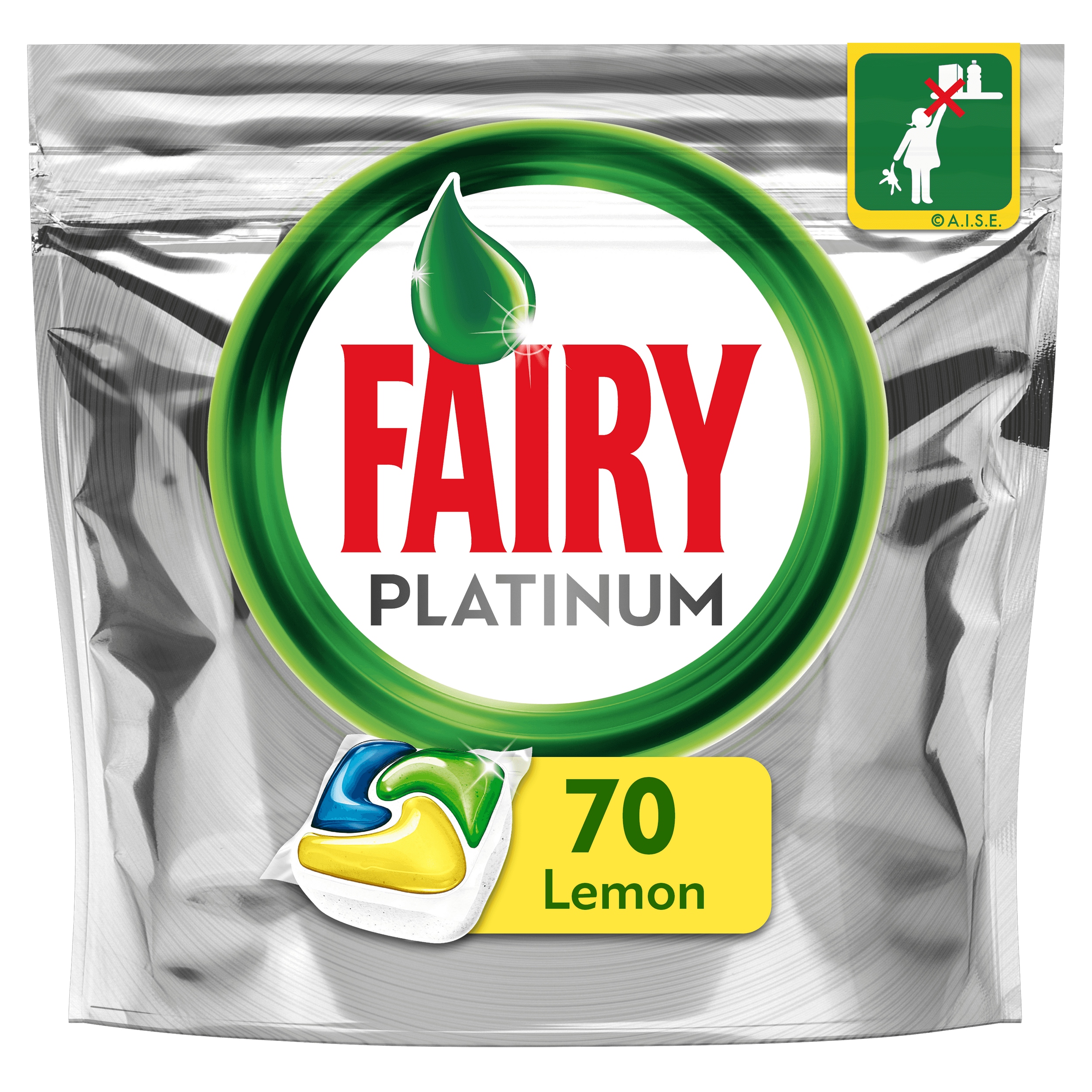 Kapsuly do umývačky riadu Fairy Platinum Lemon 70 ks
