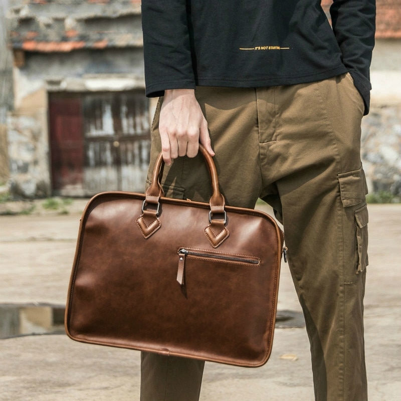 Kožená kávová pánska aktovka vintage firma hnedá