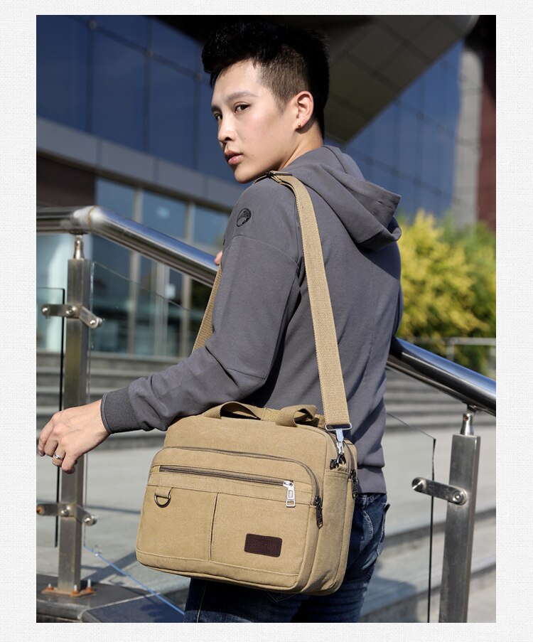 Khaki Bag Pánsky notebook taška mužská koža tr.