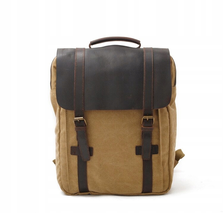 Khaki vintage kožený batoh batohu