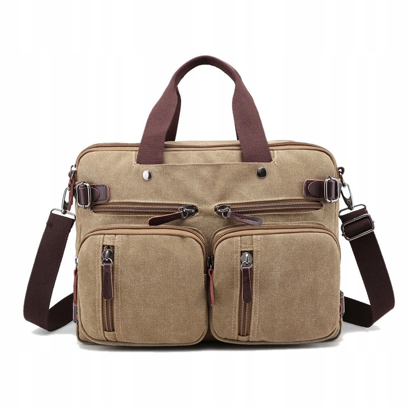 Khaki Male Canvas Obchodná taška