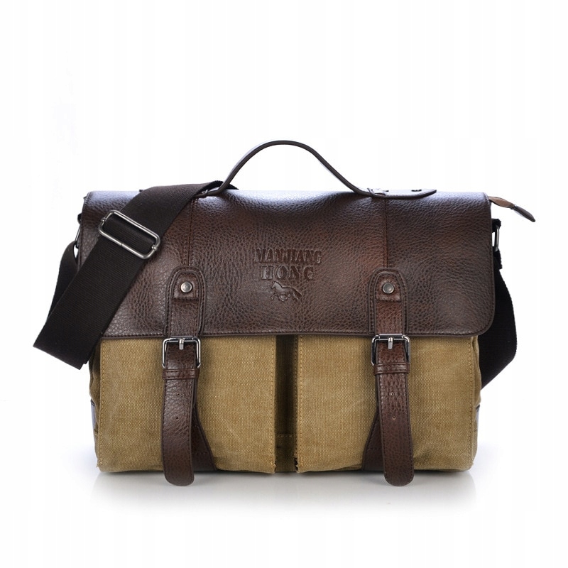 Khaki Manjianghong Pánske plátno Vintage aktovka