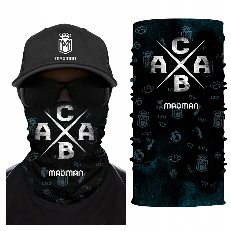 Šatka - Madman Chimney Polyester White, Čierna, červená