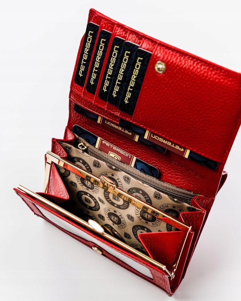Peňaženka - Peterson Wallet Natural Leather Black, Red PTN PL-445-1759 Red/-Women's Product