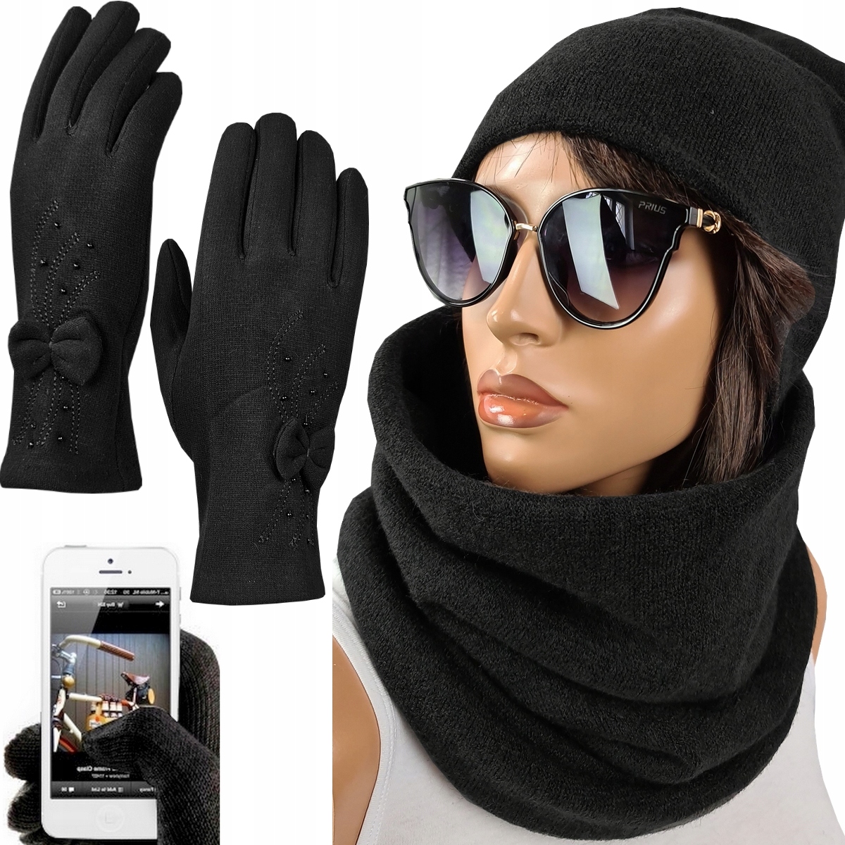 Sada čiapky, komín (golf), distribučné rukavice 4you - zimné Beani Shaw Sacch Touch Phone Winter Black