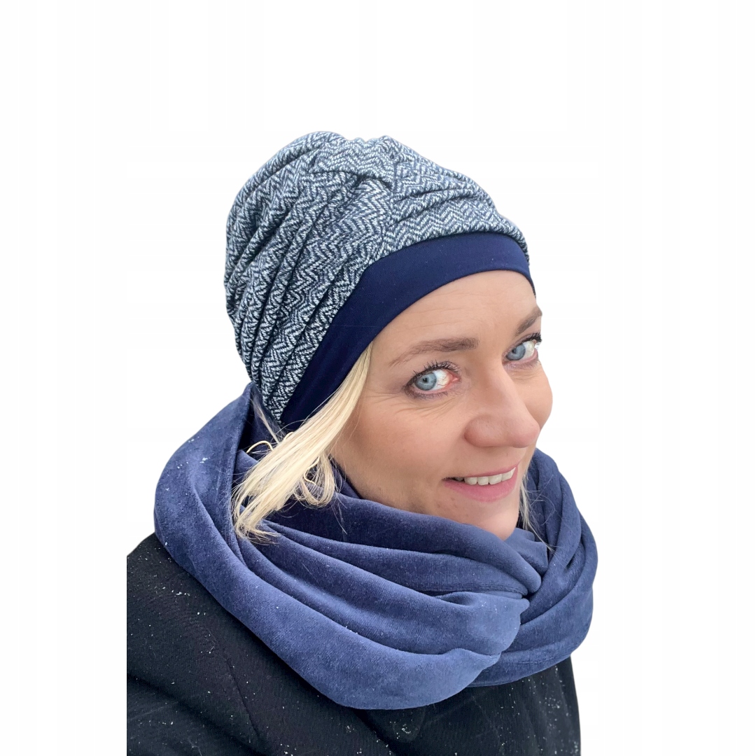 Sada klobúkov, komína (golf) Eva Design Set Turban Chimney Navy, viacstorivo