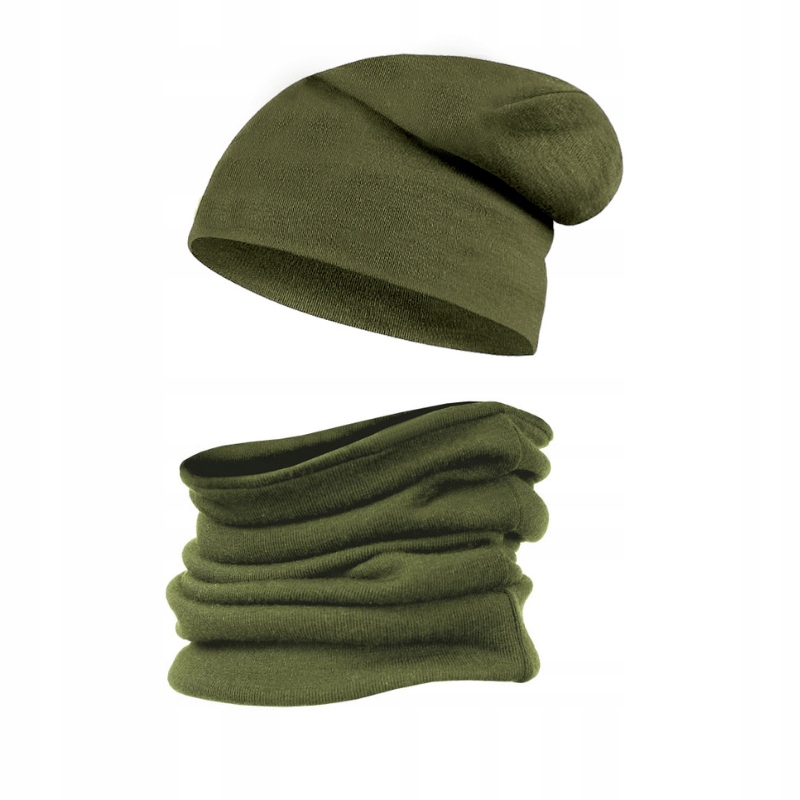 Dámska súprava čiapka do komína 100% merino khaki