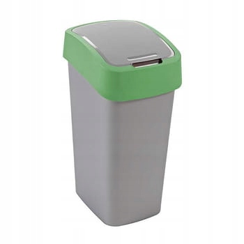Flip-bin 45 l Strieborný/zelený kolón na odpadky
