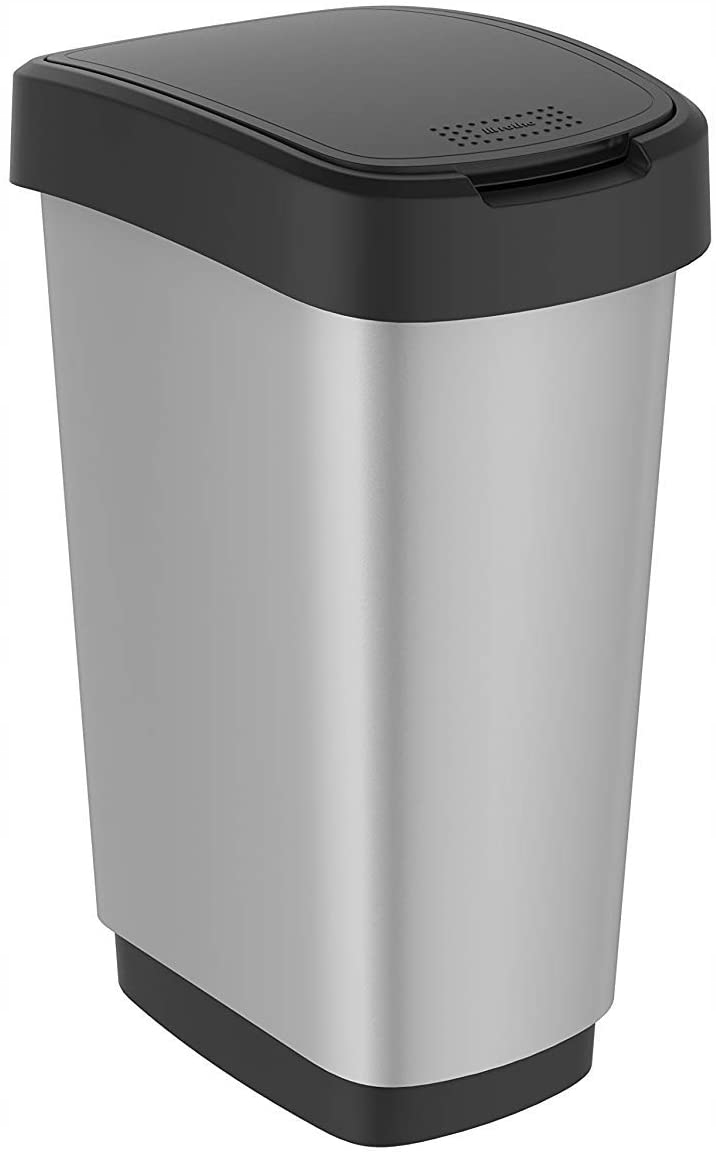Rotho Twist 50l Strieborné naklonenie odpadkov