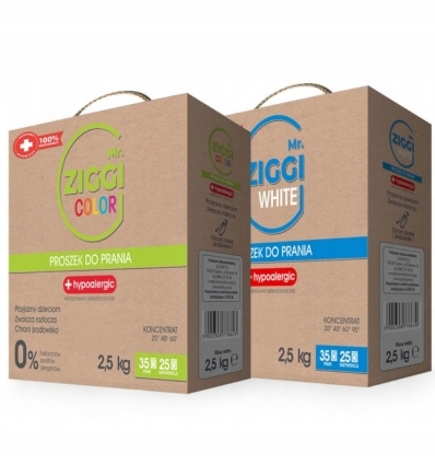 Prací  prášok - Sada na dezinfekciu práškov Mr. ZIGGI farba 2,5 kg + biela 2,5 kg