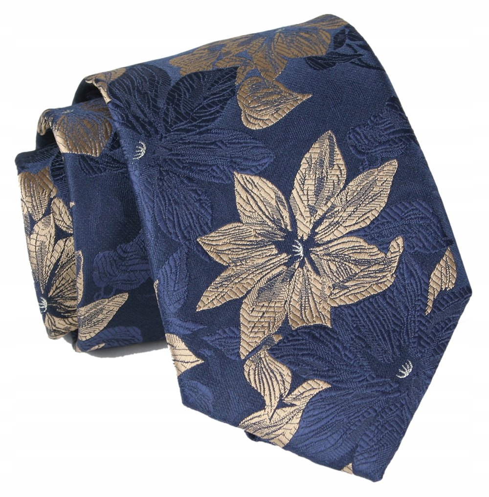Kravata - Alties - veľké kvety, námornícka modrá