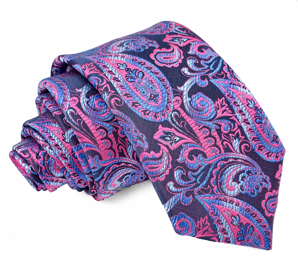 Jacquard kravata Amaranth modrý vzor Paisley