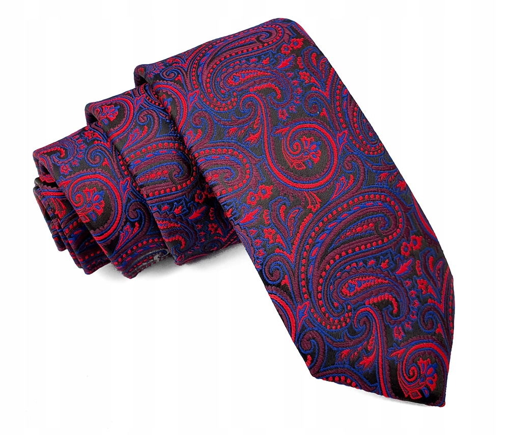 Jacquard kravata burgundsky červený vzor Paisley